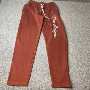 True Religion Pants Mens XL Rust Fleece Sweatpants Joggers Logo Drawstring
